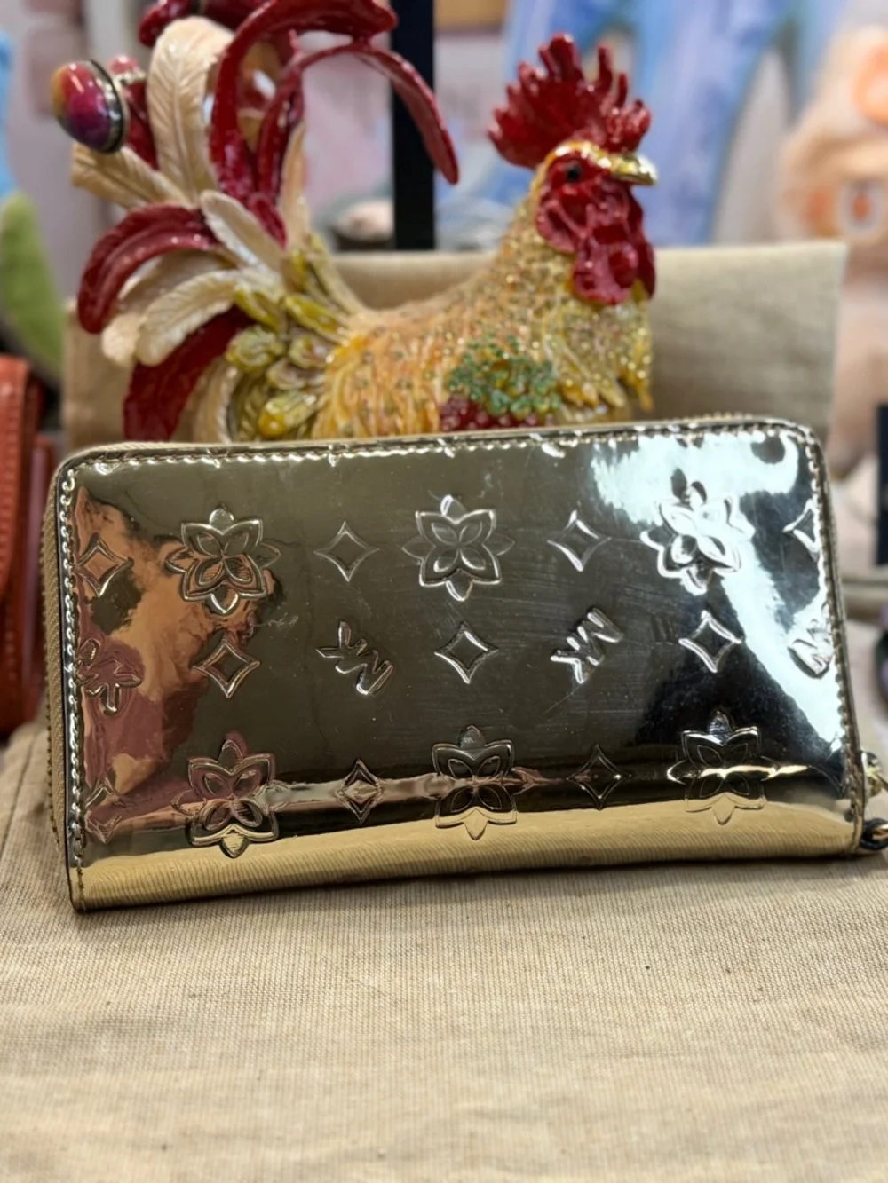 Michael Kors Gold Embossed Women's Wallet - Picture 2 of 8